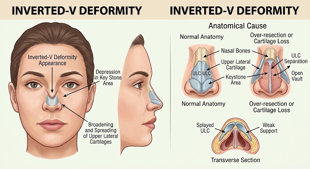 Inverted-V Deformity: Causes, Symptoms